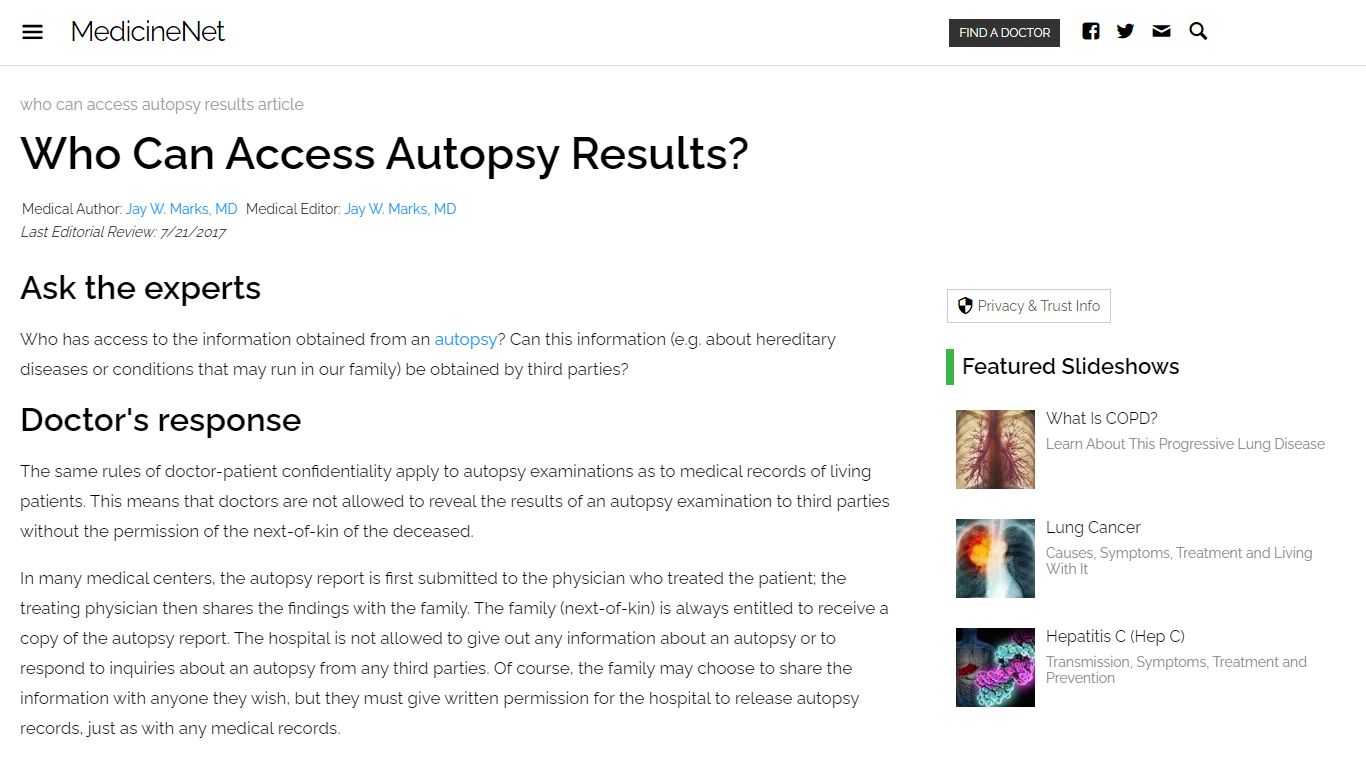 Who Can Access Autopsy Results? - MedicineNet